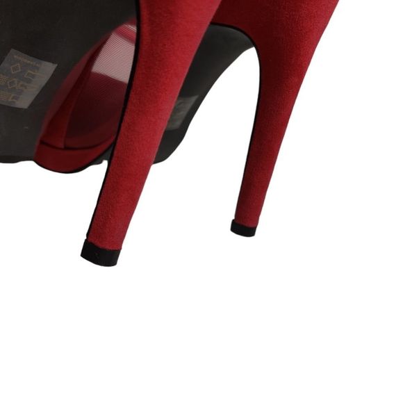 Le Chateau Mesh Side Cutout Red Accent Stiletto Heel Pumps size 7 - Picture 5 of 6